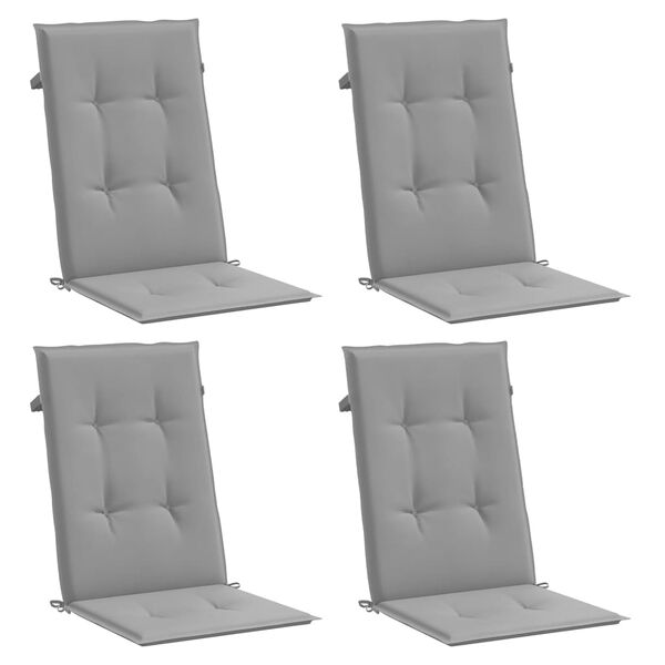 vidaXL Coussins de chaise de jardin à dossier haut lot de 4 gris tissu