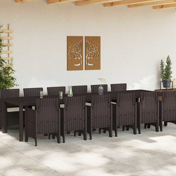 vidaXL Ensemble de salle à manger pour jardin 13 pcs Marron