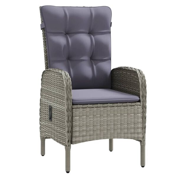 vidaXL Ensemble &agrave; manger de jardin et coussins 3 pcs Gris et noir