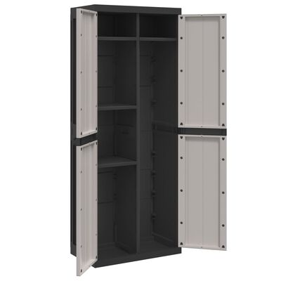 vidaXL Armoire de rangement d'extérieur gris et noir 65x37x165 cm PP