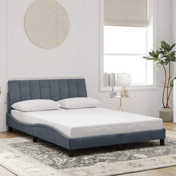 vidaXL Cadre de lit sans matelas Hanko gris foncé 137x190 cm velours