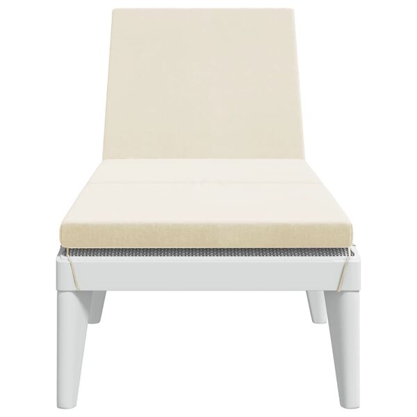 vidaXL Chaise longue avec coussin blanc 186x60x29 cm PP