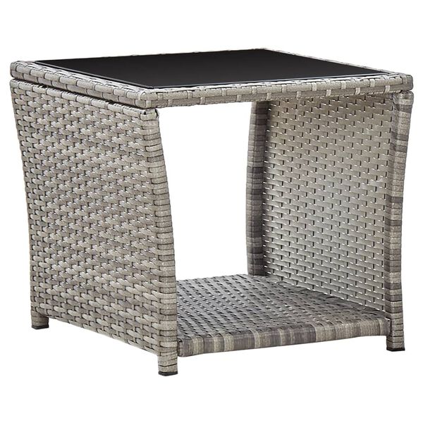 vidaXL Table basse Gris 45x45x40 cm R&eacute;sine tress&eacute;e et verre