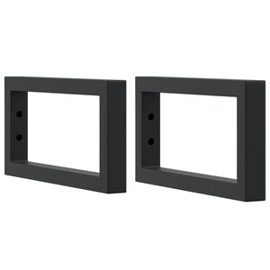 vidaXL Supports d'&eacute;tag&egrave;res pour lavabo 2 pcs noir rectangulaire acier
