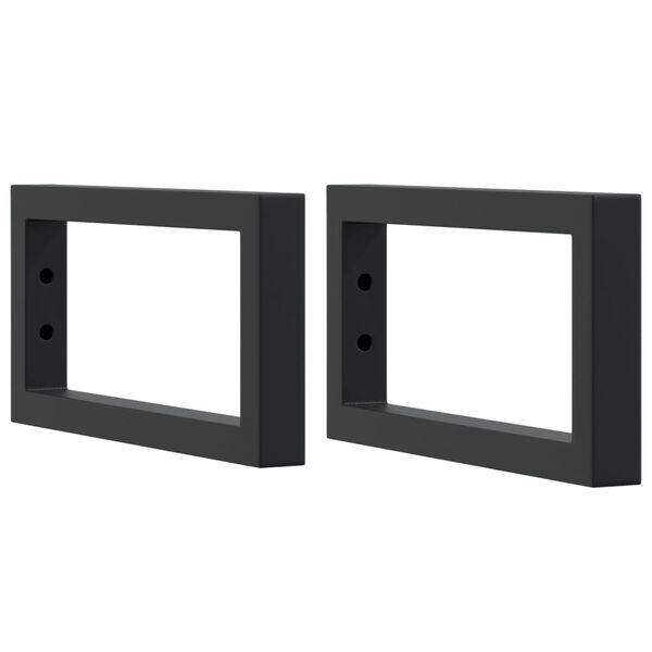 vidaXL Supports d'&eacute;tag&egrave;res pour lavabo 2 pcs noir rectangulaire acier