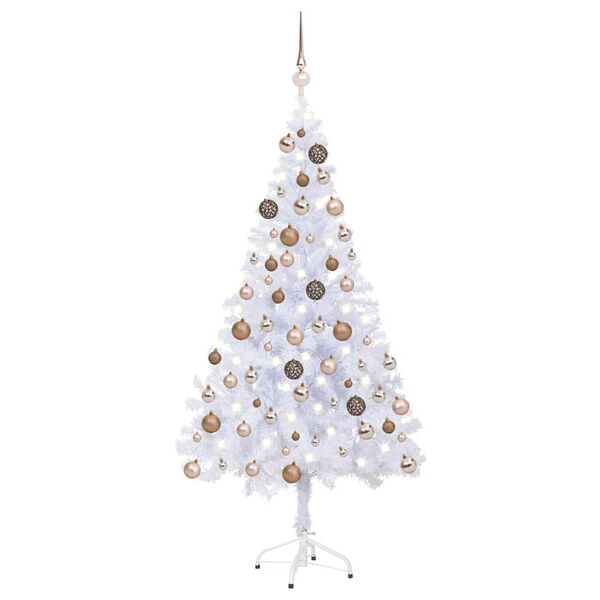 vidaXL Arbre de No&euml;l artificiel pr&eacute;-&eacute;clair&eacute;/boules 150 cm 380 branches