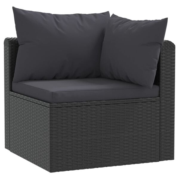 vidaXL Salon de jardin 7 pcs avec coussins R&eacute;sine tress&eacute;e Noir