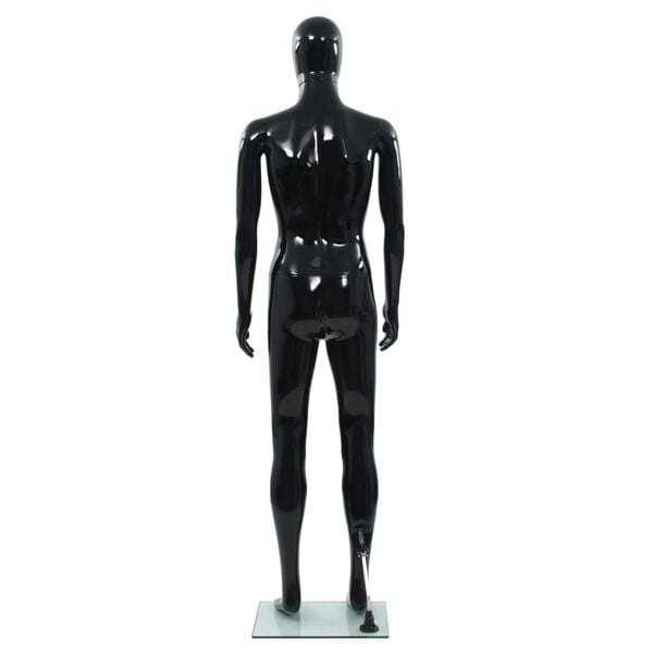 vidaXL Mannequin homme corps complet base verre Noir brillant 185 cm