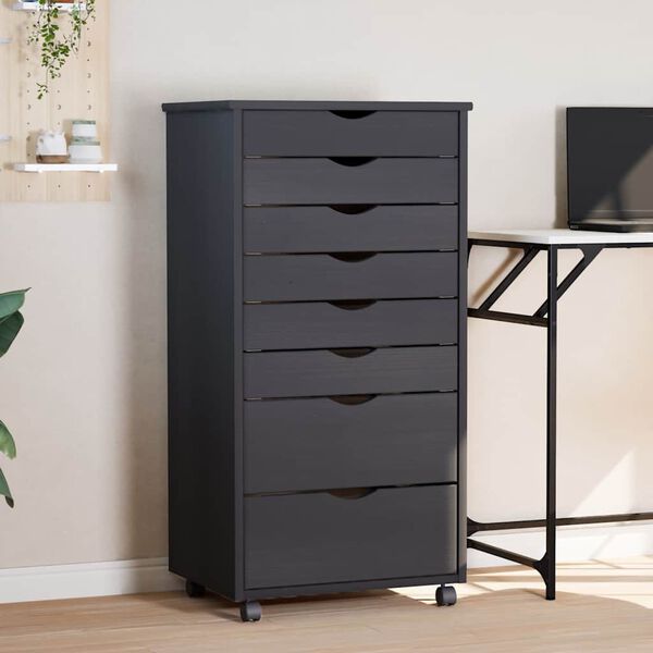 vidaXL Armoire roulante avec tiroirs MOSS gris bois de pin solide