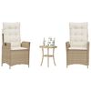 vidaXL Ensemble de bistro 3 pcs avec coussins beige résine tressée