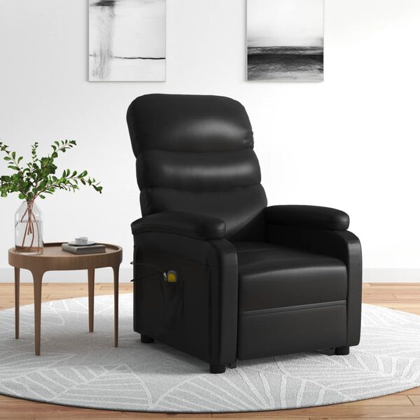 vidaXL Fauteuil de massage Noir Similicuir