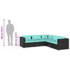 vidaXL Salon de jardin 5 pcs avec coussins R&eacute;sine tress&eacute;e Noir