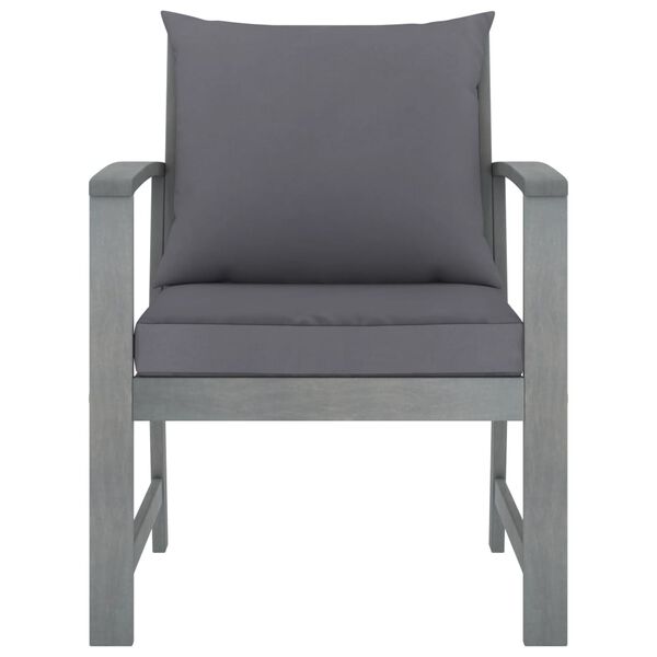 vidaXL Chaises de jardin lot de 2 avec coussins gris fonc&eacute; Bois acacia