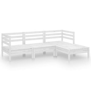 vidaXL Salon de jardin 4 pcs Bois de pin massif Blanc