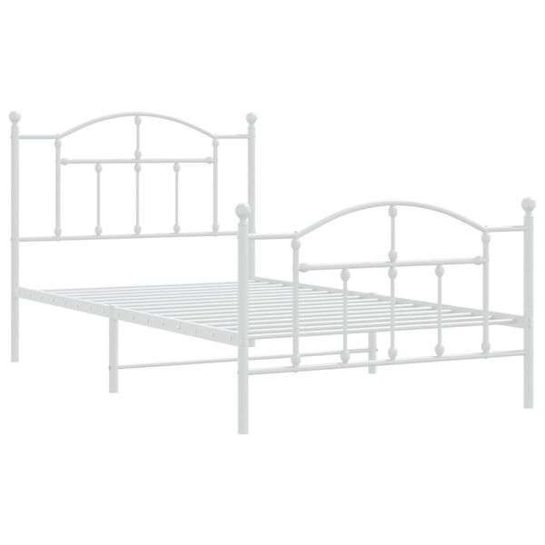 vidaXL Cadre de lit m&eacute;tal sans matelas et pied de lit blanc 100x190 cm