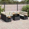 vidaXL Salon de jardin 10 pcs avec coussins noir r&eacute;sine tress&eacute;e acacia