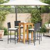 vidaXL Ensemble de bar de jardin 5 pcs noir bois massif acacia rotin