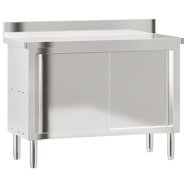 vidaXL Table de travail de cuisine avec portes coulissantes inox