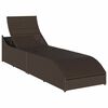 vidaXL Chaise longue pliante coussin rangement marron r&eacute;sine tress&eacute;e