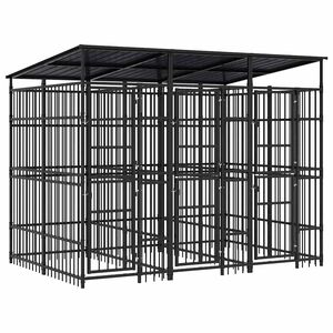 vidaXL Chenil d'ext&eacute;rieur avec toit pour chiens Acier 5,53 m&sup2;