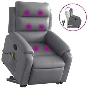 vidaXL Fauteuil inclinable de massage gris similicuir