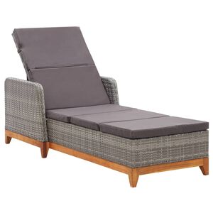 vidaXL Chaise longue R&eacute;sine tress&eacute;e et bois d'acacia massif Gris