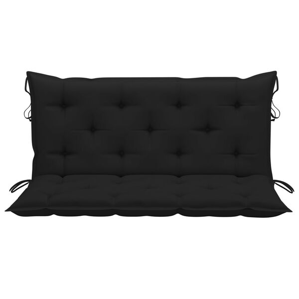 vidaXL Balancelle avec coussin noir 120 cm Bois de teck solide