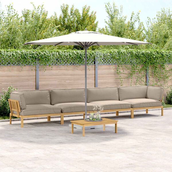 vidaXL Ensemble de Canap&eacute;s Uni 5 pcs Taupe Bois d'Acacia Massif