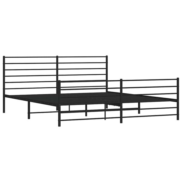 vidaXL Cadre de lit m&eacute;tal sans matelas avec pied de lit noir 183x213cm