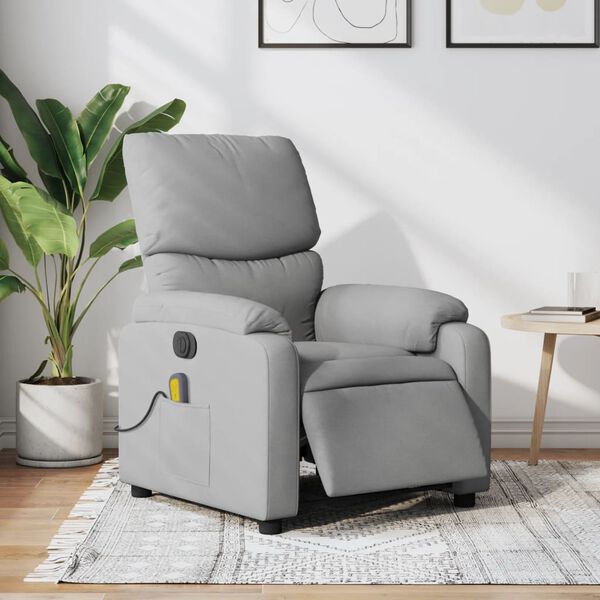 vidaXL Fauteuil inclinable de massage &eacute;lectrique gris clair tissu