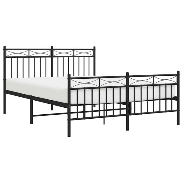 vidaXL Cadre de lit métal sans matelas avec pied de lit noir 135x190cm