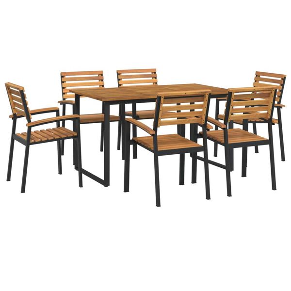 vidaXL Ensemble à manger de jardin 7 pcs bois d'acacia solide et métal