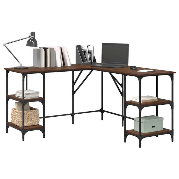 vidaXL Bureau chêne marron 139x139x75 cm bois d'ingénierie