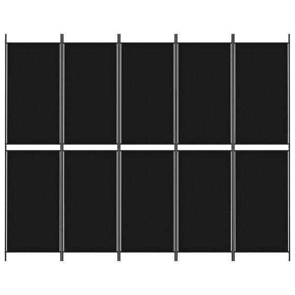 vidaXL Cloison de s&eacute;paration 5 panneaux Noir 250x200 cm Tissu
