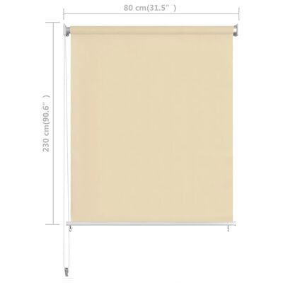 vidaXL Store roulant d'extérieur Crème 80x230 cm PEHD