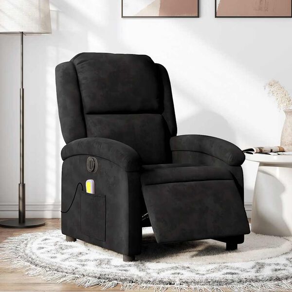 vidaXL Fauteuil inclinable de massage &eacute;lectrique noir velours