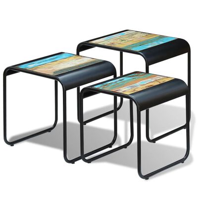 vidaXL Tables gigognes 3 pcs Bois de récupération massif