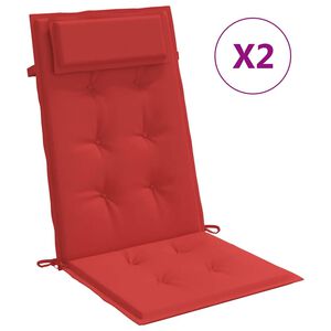 vidaXL Coussins de chaise &agrave; dossier haut lot de 2 rouge tissu oxford