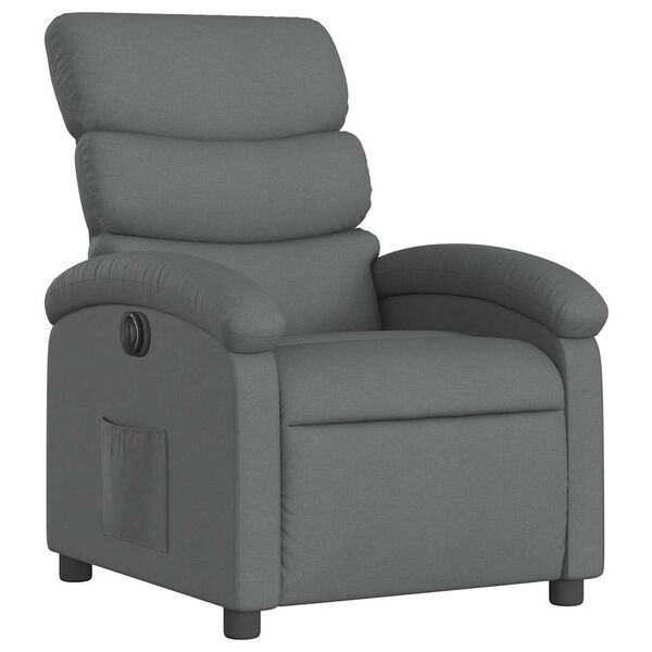 vidaXL Fauteuil inclinable &eacute;lectrique gris fonc&eacute; tissu