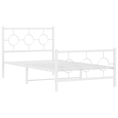 vidaXL Cadre de lit métal sans matelas et pied de lit blanc 100x200 cm