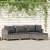 vidaXL Salon de jardin 4 pcs avec coussins Gris R&eacute;sine tress&eacute;e
