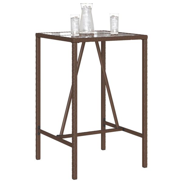 vidaXL Table de bar d&rsquo;ext&eacute;rieur marron 70x70x110 cm r&eacute;sine tress&eacute;e