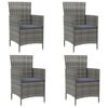 vidaXL Chaises de jardin avec coussins lot de 4 R&eacute;sine tress&eacute;e Gris