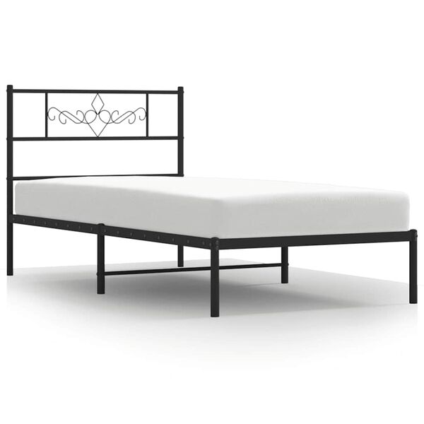 vidaXL Cadre de lit m&eacute;tal sans matelas avec t&ecirc;te de lit noir 100x190cm