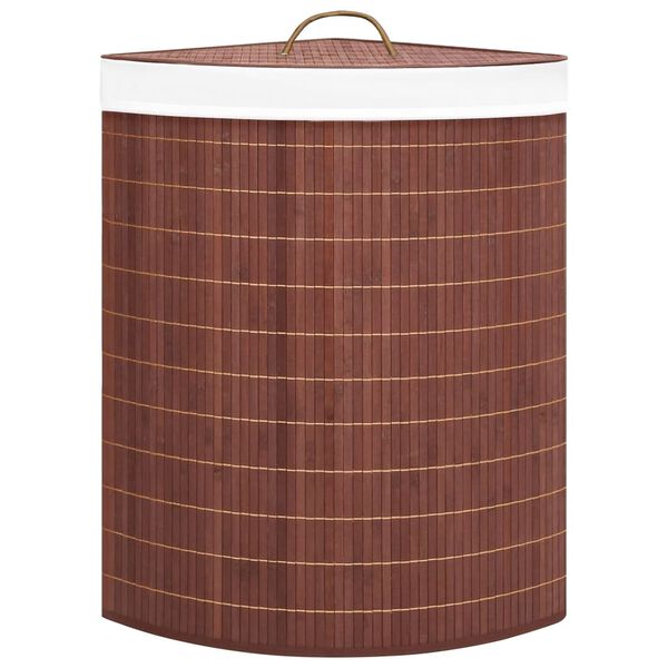 vidaXL Panier &agrave; linge d'angle Bambou Marron 60 L