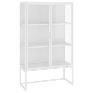 vidaXL Buffet haut Blanc 80x35x135 cm Acier et verre tremp&eacute;