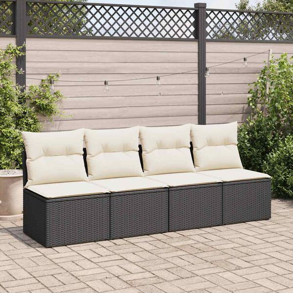 vidaXL Salon de jardin avec coussins 2 pcs noir r&eacute;sine tress&eacute;e acacia