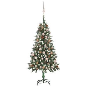 vidaXL Arbre de No&euml;l artificiel pr&eacute;-&eacute;clair&eacute;/boules pommes de pin 150cm