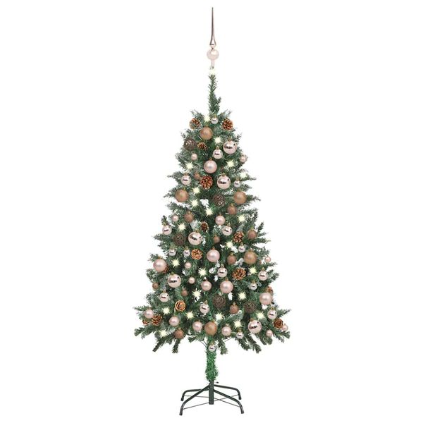 vidaXL Arbre de No&euml;l artificiel pr&eacute;-&eacute;clair&eacute;/boules pommes de pin 150cm