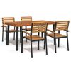 vidaXL Ensemble &agrave; manger de jardin 5 pcs bois d'acacia massif et m&eacute;tal